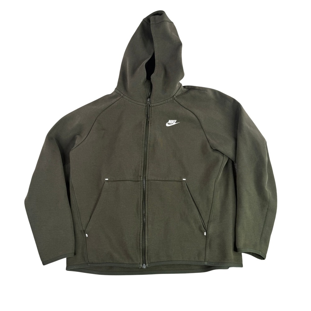 Nike Tech‎ Fleece Full Zip Hoodie Mens L Olive Green  Hooded 928483-355